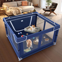42x42 Inches Puppy Playpen with Gate - Blue / 42x42 IN - image 3