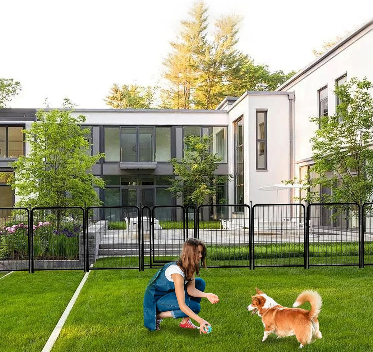 Dog Playpen 48 inch 8 Panels Total 17.7 Ft Dog Fence Outdoor - 32''(H)-8panels-17.7ft(L) - image 2