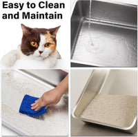 Stainless Steel Litter Box, Metal Cat Litter Box for Kitten - 1 Pack-Medium: 17.7x13.77x4 inch - image 4