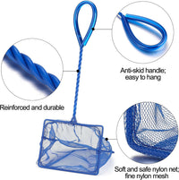 2 Pack Aquarium Fish Net Fine Mesh Quick Catch Tank Skimmer 5 Inch – Essentials for Fish - Blue / Multi-Size Set: 4"/5"/6" (3-Pack) - image 3
