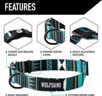 Wolfgang Heavy Duty Martingale Dog Collar with Quick Release Nylon - WesternSky Print / Large (1 Inch x 18-22 Inch) - image 3
