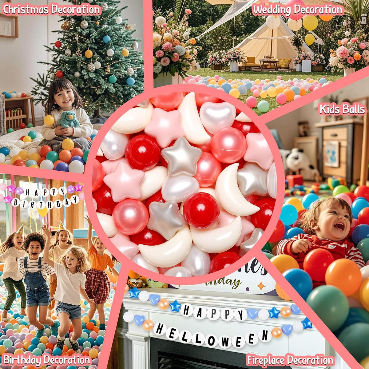 GOGOSO star, heart and moon ball pit balls in a pastel color mix with storage bag - view 35