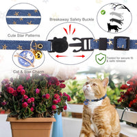 Cat Collar Breakaway, Soft Kitten Collar with Bell, Daisy - Denim (Pack of 3) - image 4