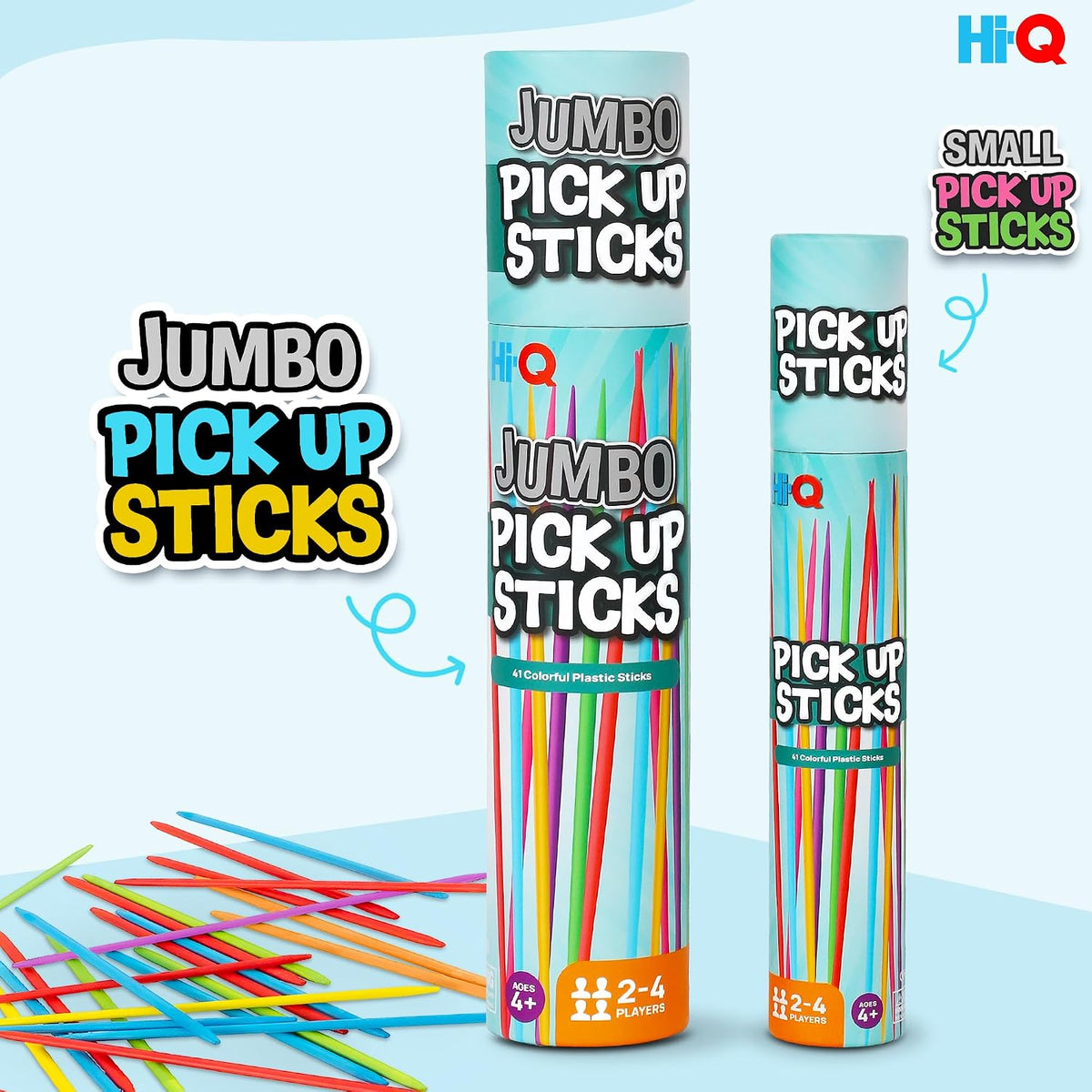 Hi-Q Jumbo Pick Up Sticks Game: 41 Brightly Colored Plastic 9.5" Pick - image 2