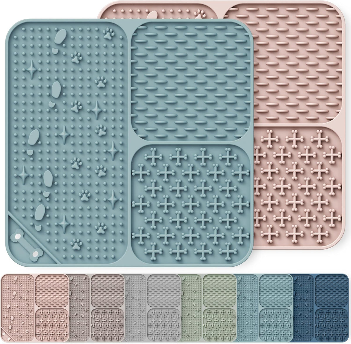 Lick Mat for Dogs Cats 2pcs 5.9" Silicone Slow Feeder – Essentials for Dogs - Light Blue&Coral / Small-5.9inch