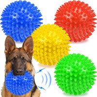 Dog Balls 4.5” Squeaky Dog Toys Spikey Ball for Aggressive Chewers - 4.5 Set of 4