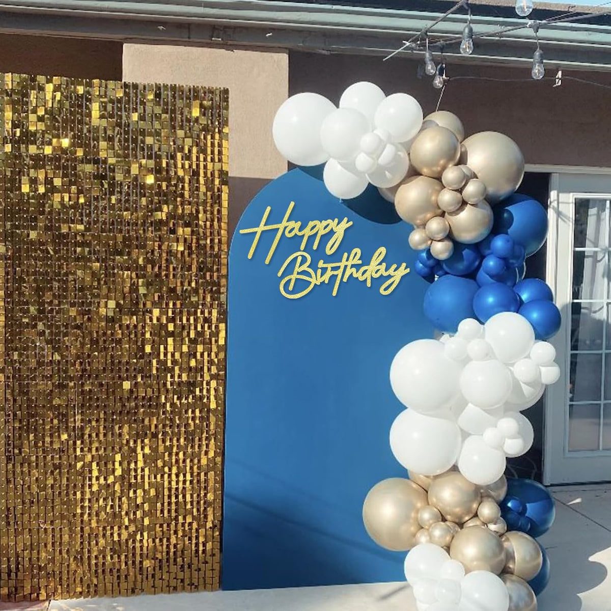 Happy Birthday Sign for Backdrop - Felt / Glitter Gold - image 3
