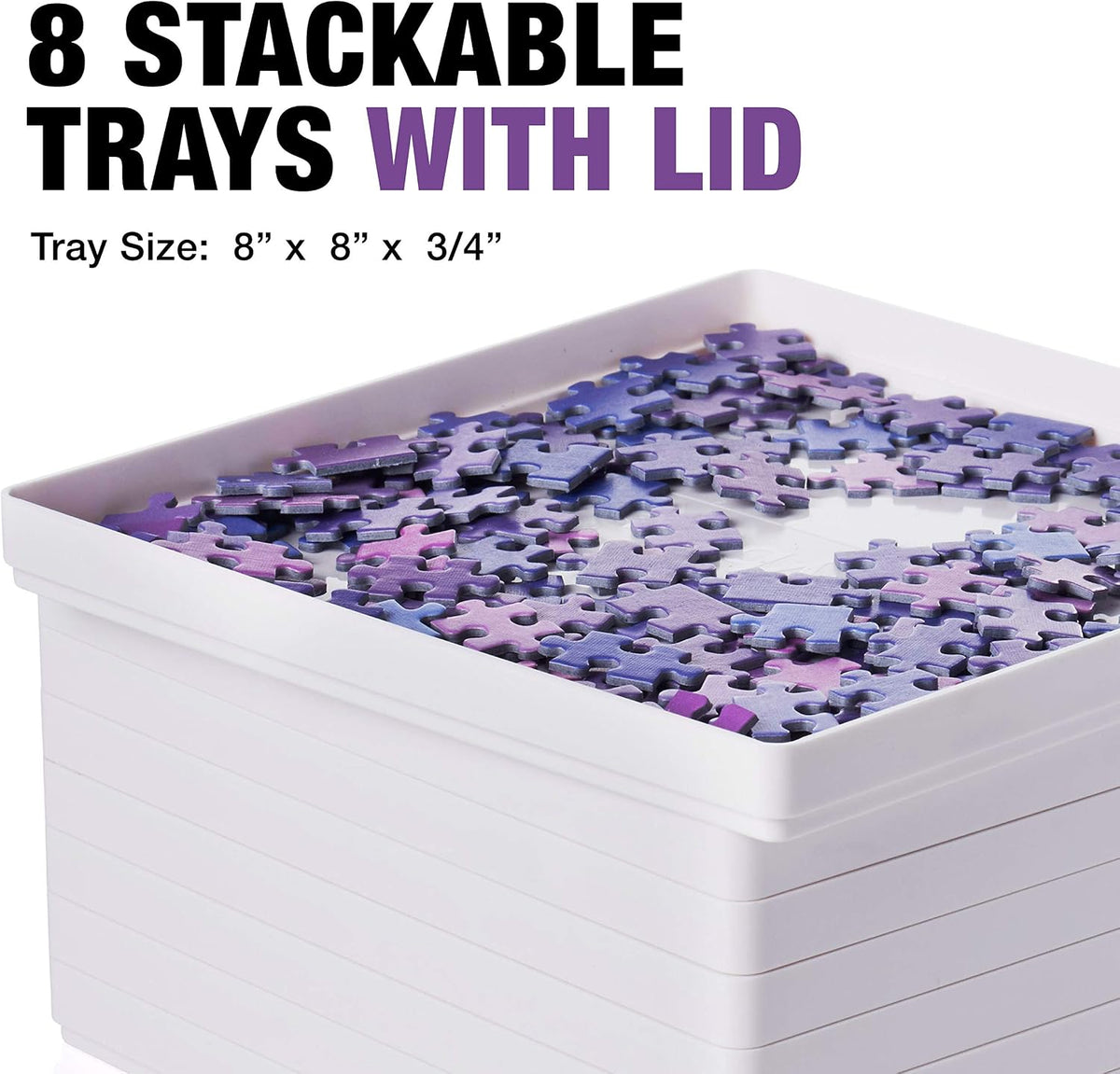Tidyboss 8 Puzzle Sorting Trays with Lid 8" x 8" - White / 8"x8" - image 4