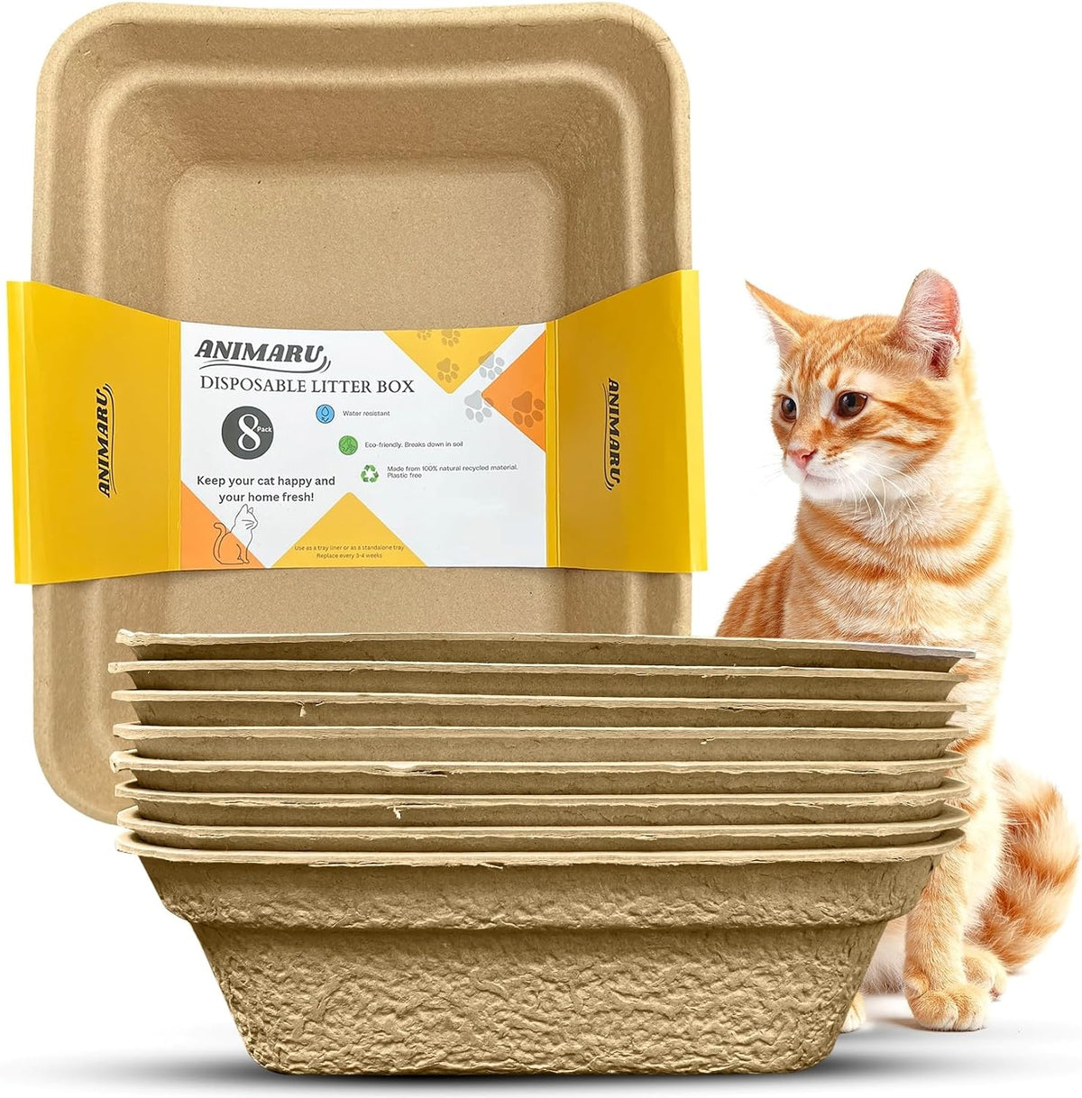 Disposable Litter Boxes – Daily Care for Cats - Brown / Large 8-Pack