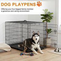 FDW, 48" Foldable Metal Dog Crate, Cage for XL Dogs - Black / 48 Inch Single Door - image 2