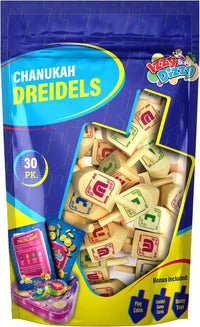 Izzy n Dizzy wooden Hanukkah dreidels 10 pack with coin gelt, gelt trays and instruction cards - view 14
