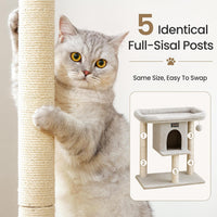 Cat Tree Tower Scratching Post for Indoor Large Adult Cats with Perch - Light Grey / 28 Inches - image 3