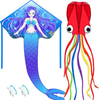 Honbo large mermaid delta kite for kids and adults in bright colors - view 2