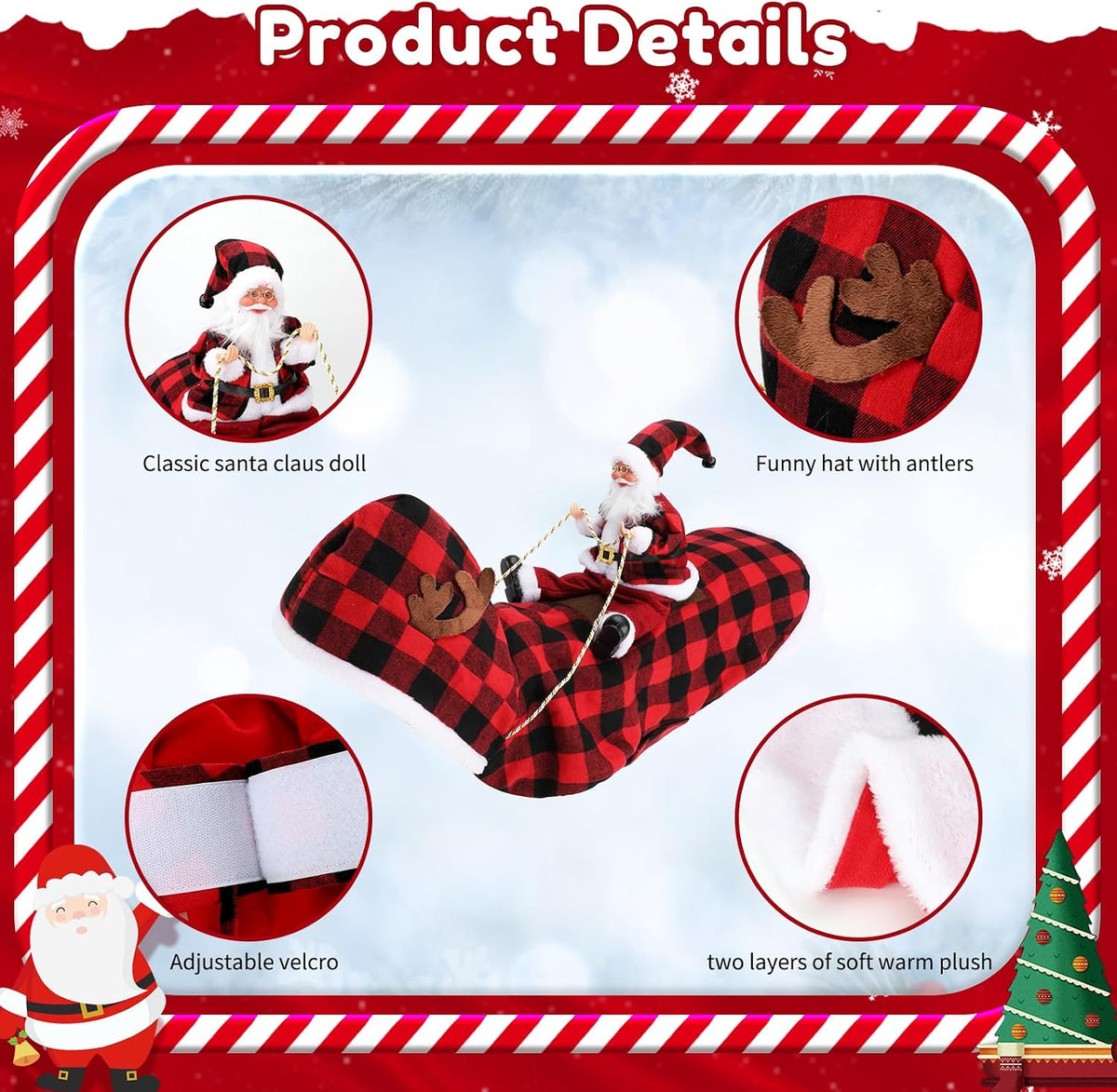 Santa Dog Costume, Dog Christmas Outfit, Riding Pet Costume - Plaid / XXXL(Neck:23.6-29.5'' Chest:27.5-37.4") - image 3