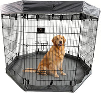 Puppy Playpen with Bottom Pad and Door, 8 Panels 24" H - Gray / Large Pen: 42-Inch High / Playpen+Bottom+Top Cover - image 3