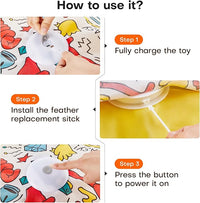 Potaroma Interactive Cat Feather Toys, Hide and Seek Concealed Moving Feather Wand, Rechargeable Touch Activated Indoor Kitten Exercise Kicker, Mouse Squeaky, Graffiti Cover