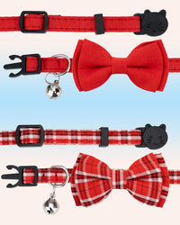 Cat Collar Breakaway Bowtie Safety with Bell Adjustbale Kitten Puppy - J-[2pcs] Red - image 4