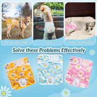 SlowTon Reusable Dog Diapers Female, Washable Doggy Diapers - Large（19''-26''Waist) / A.Daisy - image 4