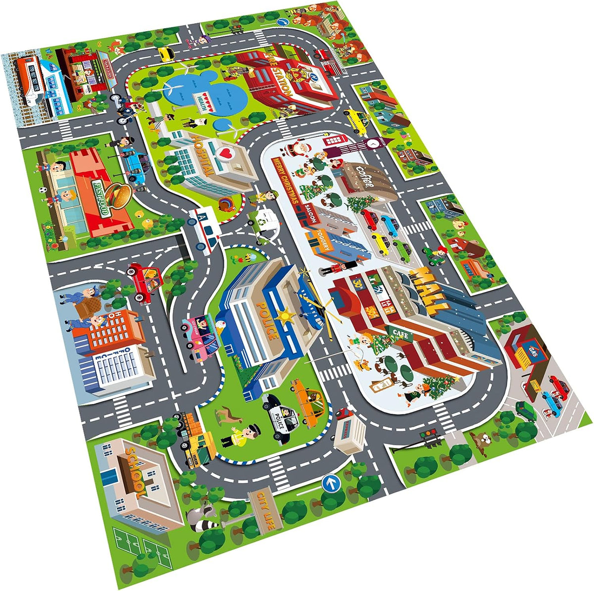 Oriate Kids Dream Mat Modern City Road Map Rug - City Mat