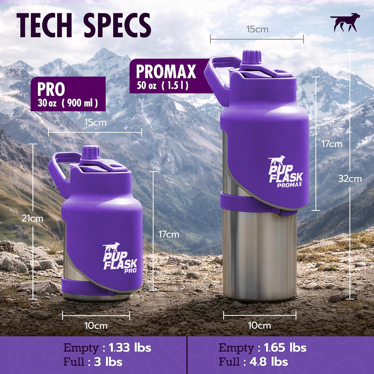 PupFlask Pro Portable Insulated Dog Water Bottle - Ultra Violet / 50 Ounce - image 2