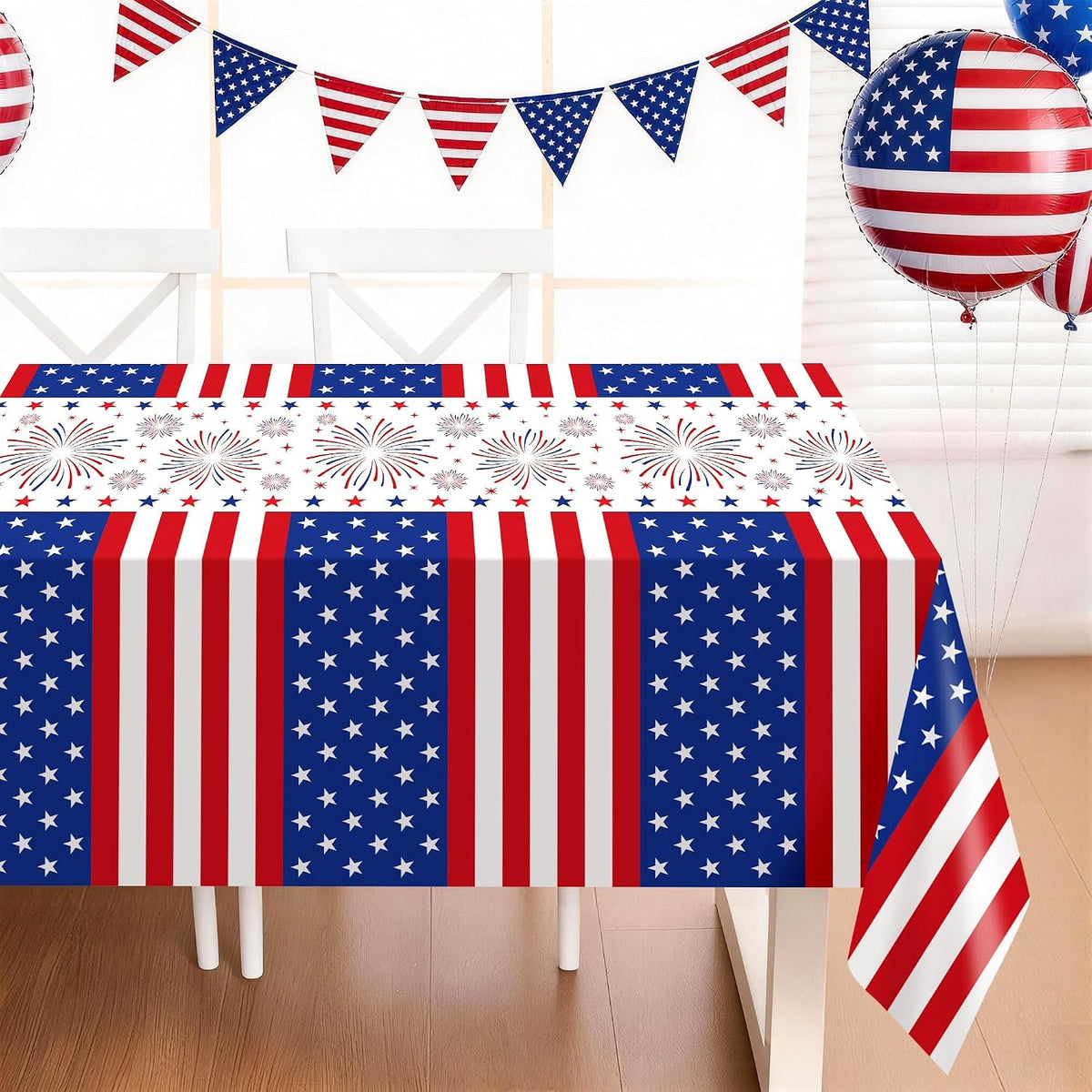 Childom 3 Pack Black and Gold Tablecloths for Events - Red White Blue - image 4