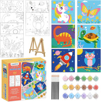 goldentime Kids Paint by Number Kits Including 6 Pre-Drawn Canvas - unicorn