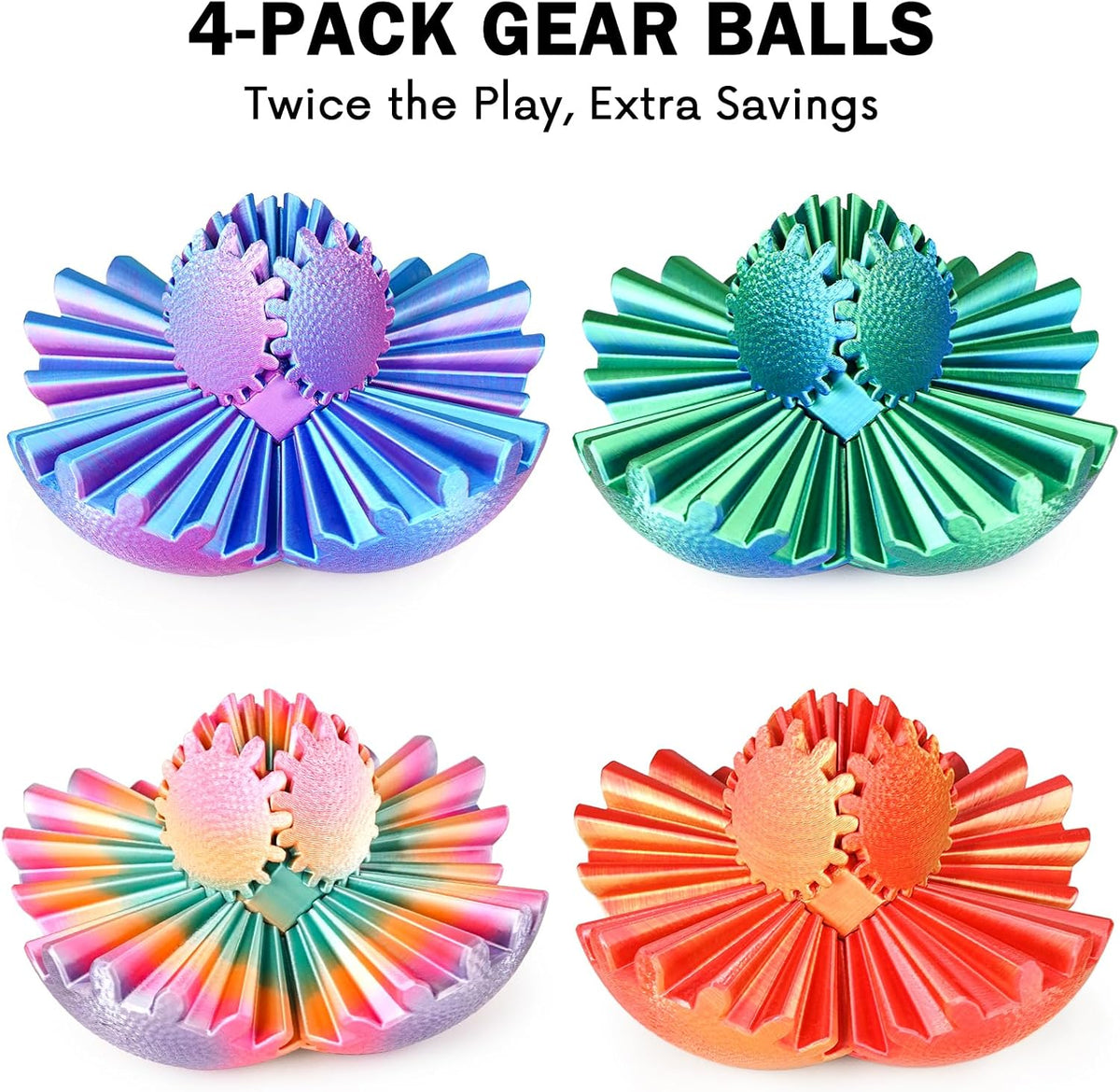 Gear Ball Fidget Toys Steampunk Gear Sphere for Kids - 4pcs-multicolor / 6 cm / 2.5 in - image 2