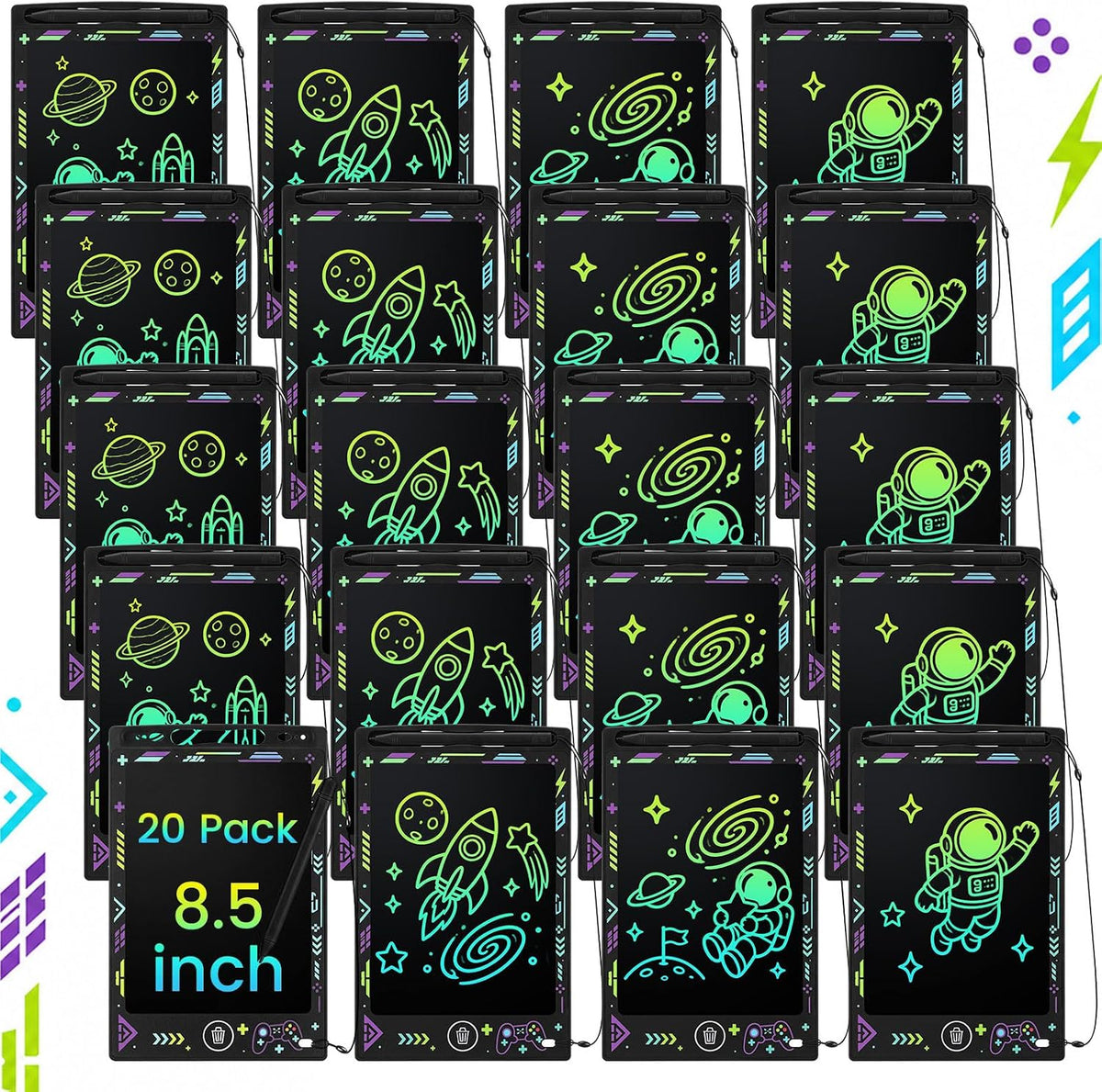 Zhehao 20 Pack 8.5 Inch LCD Writing Tablet Drawing Board - Black / Game