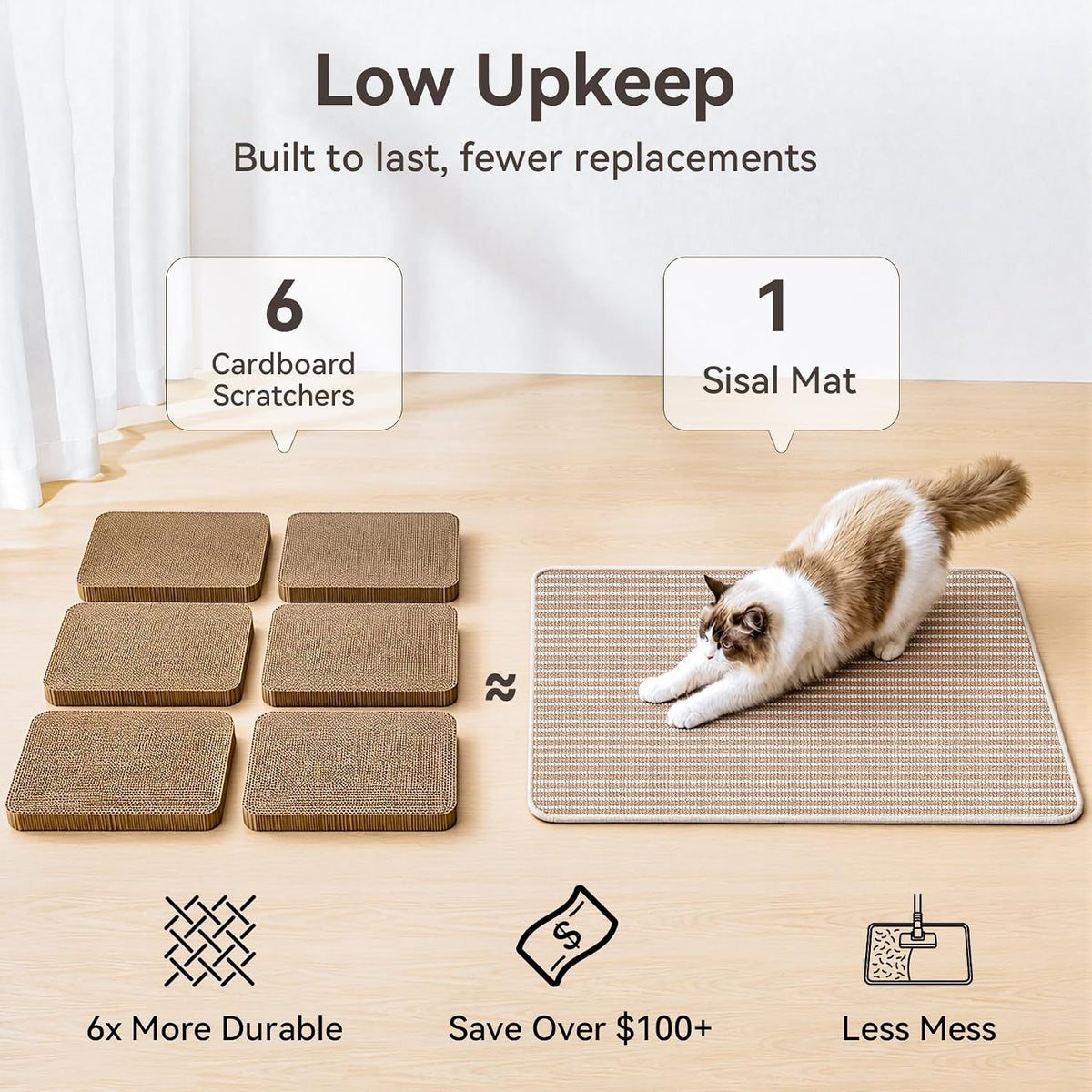 Cat Scratcher Mat, 23.6"x15.7" Natural Sisal Cat Scratch Pad – Essentials for Cats - Beige / 2 Pack-23.6"x15.7" - image 4