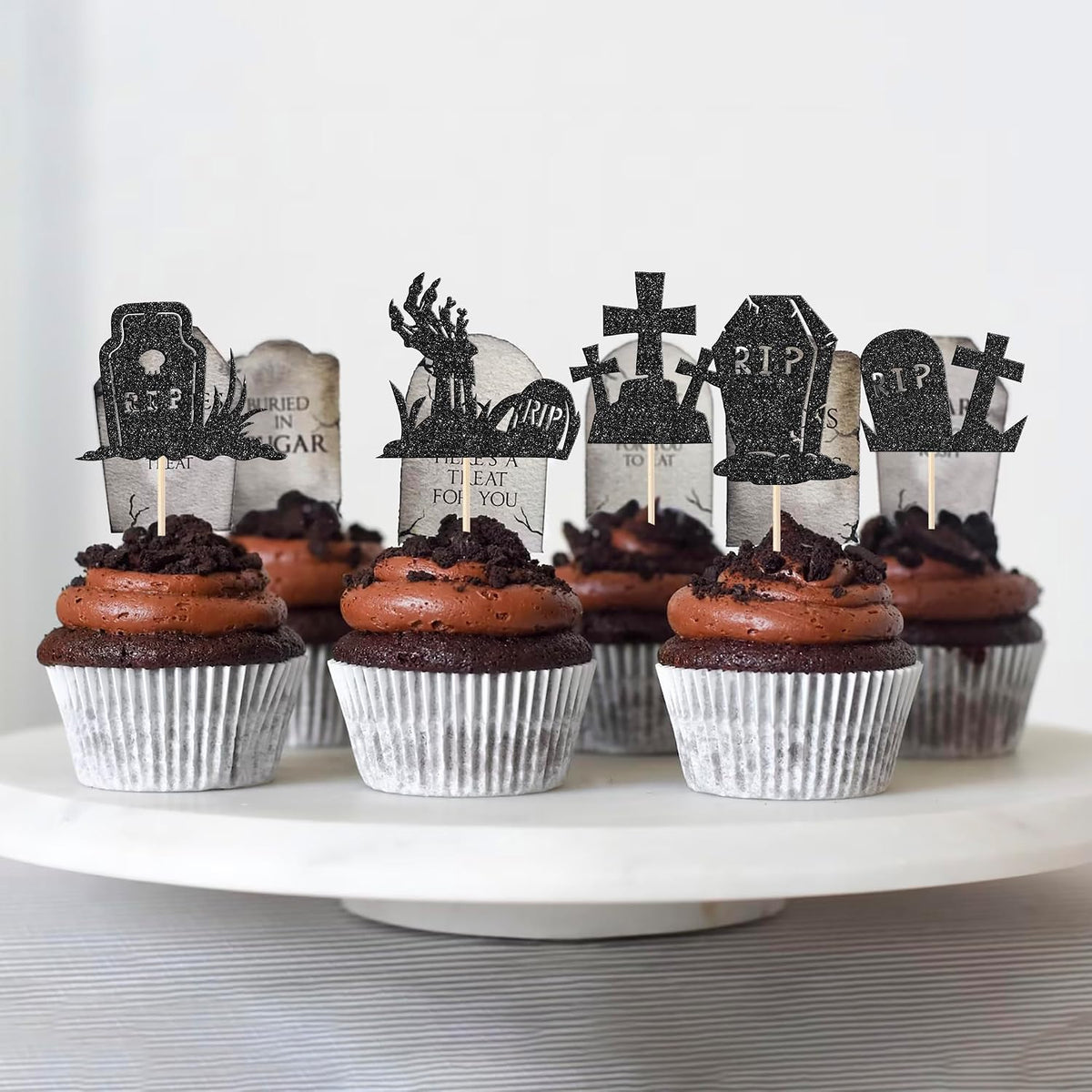 Rsstarxi 24 Pack Ghost Baby Boo Cupcake Toppers Glitter Spooky Little - Design 12 - image 4