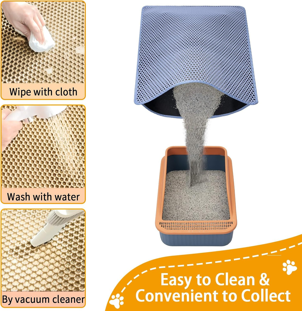 Cat Litter Mats-Extra Large 47''x36'' Litter Trapping Mat for Cat-XXL - Blue-M 32x22 inch - image 3