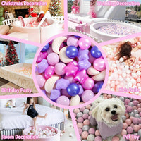 GOGOSO Ball Pit Balls Stars Moon Shapes Plastic Pitballs for Child - 100 balls / Pink Purple - image 3