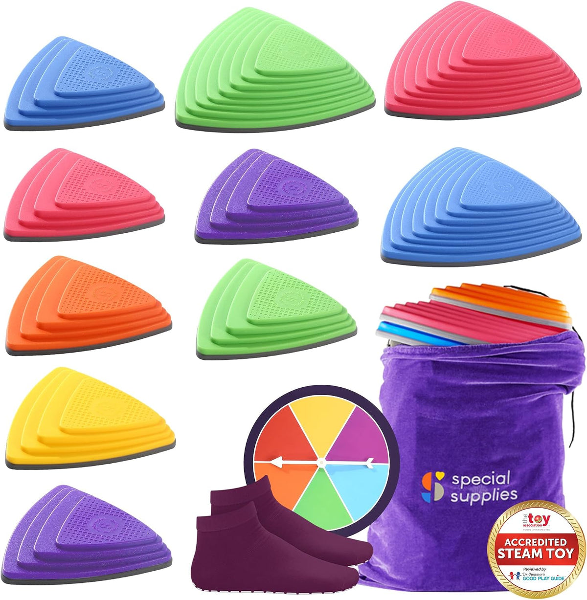 Special Supplies 10 piece rubber stepping stones for kids in bright colors