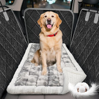 Thickened Dog Bed for Car Back Seat, Upgraded Bottom Non-Slip - Grey-white