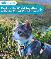 Cat Harness and Leash Set[MAX Safety 4th-Gen] Cute Escape Proof Vest - H603 Pro Azure Floral / Small (7-12lb) - image 2