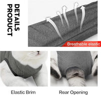 DOTON Cat Recovery Suit for Male and Female Surgical Post Surgery Soft Cone Onesie Shirt Clothes Neuter Licking Protective Diapers Outfit Cover Kitten Spay Collar(S, Grey)