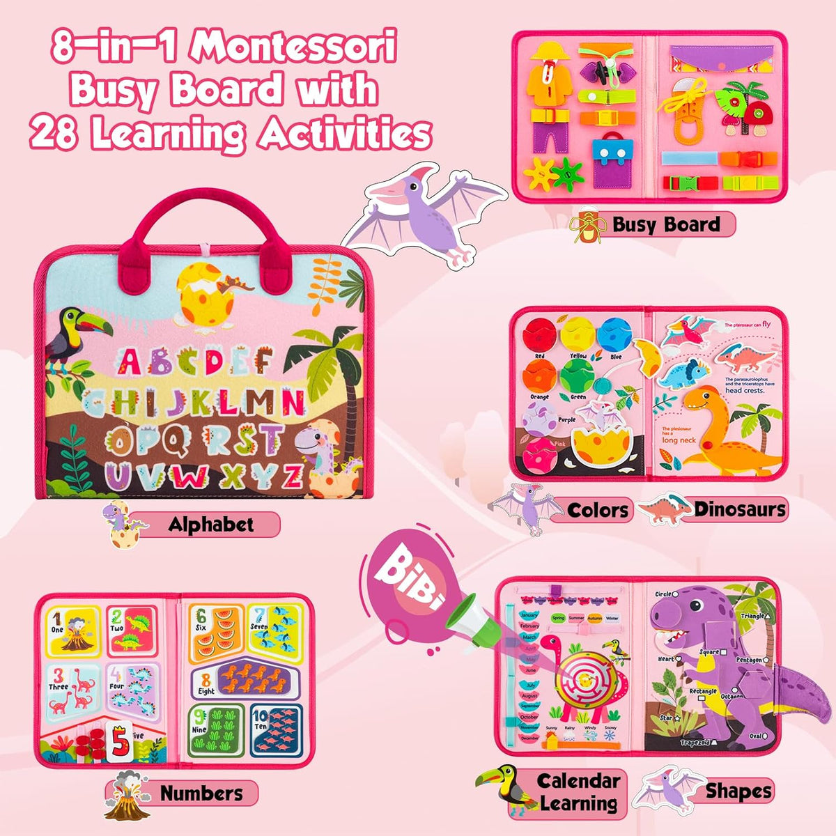 Winblo Toddler Busy Board - Rose Pink - image 2