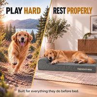 The Dog’s Bed Orthopedic Memory Foam Dog Bed with Headrest XL 6-Inch – Essentials for Dogs - Grey Linen / XL (46"L x 28"W x 4"Th) - image 2
