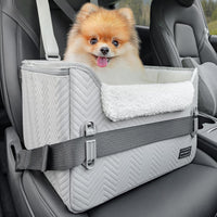 PETSFIT Dog Car Seats for Small Dogs, Patented Safety Buckles - Faux Leather / Cool Grey