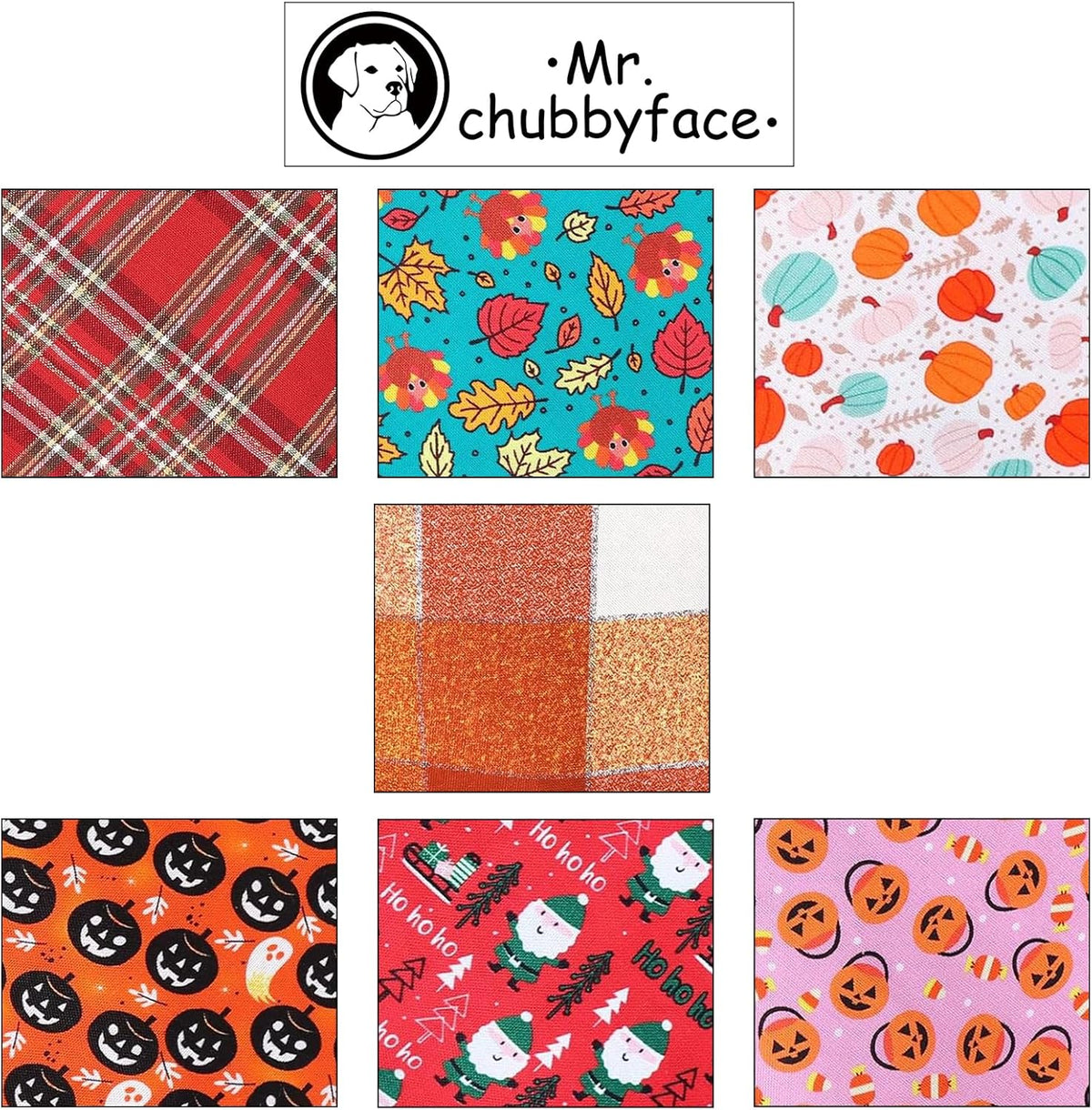 MR. CHUBBYFACE Fall Orange Plaid Dog Bandanas Reversible Triangle - C:Red Plaid / L - image 4