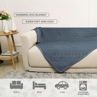 Waterproof Dog Blanket, Soft Reversible Throw for Couch & Bed Protection – Essentials for Dogs - Blue+grey / 82x82 Inch (Pack of 1) - image 2