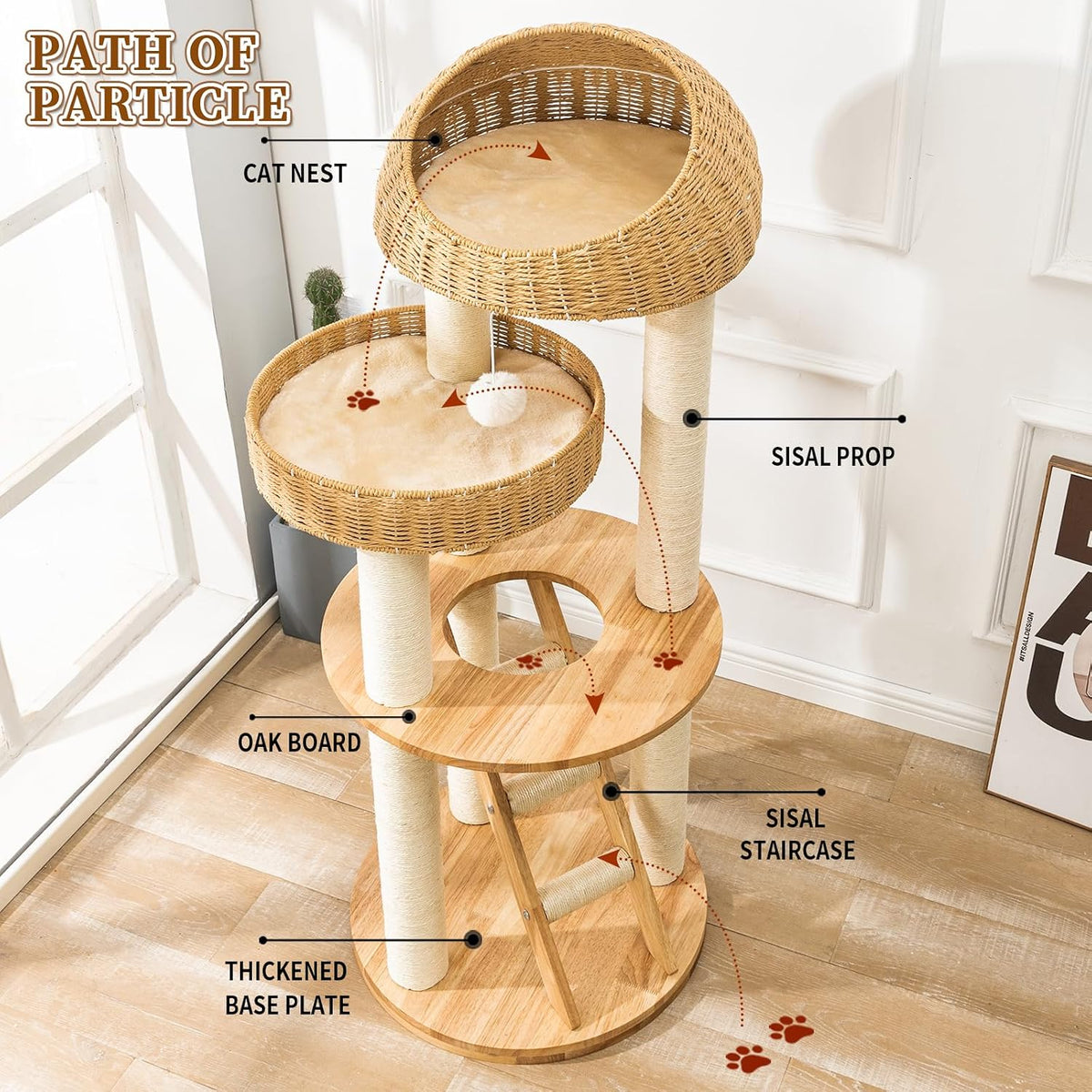 SHODMI 54" Modern Cat Tree Tower for Indoor Cats - DC999 - image 2