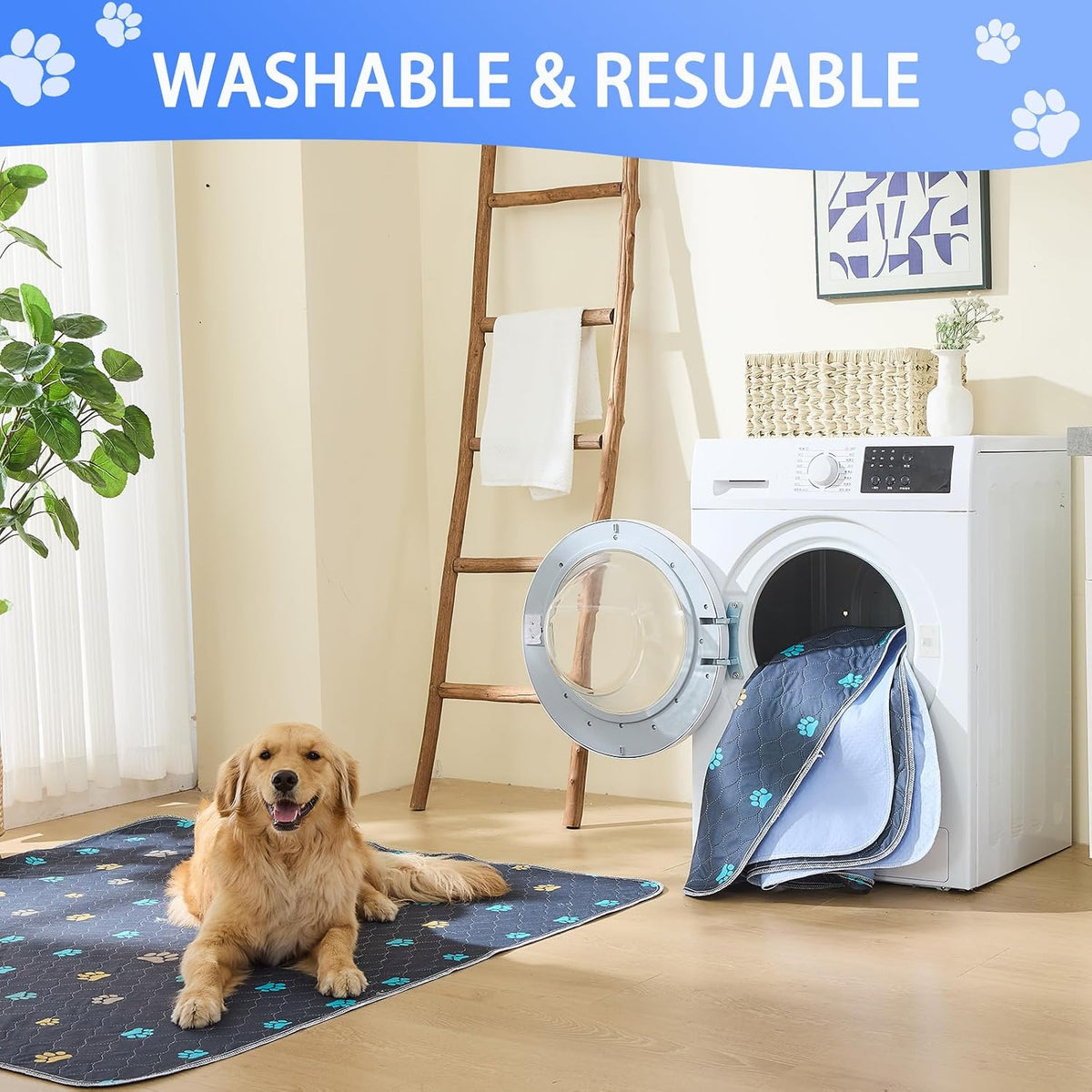 Aitmexcn Washable Pee Pads for Dogs, 24''x36'' - Colour Paws / 24*36''-2pcs - image 2