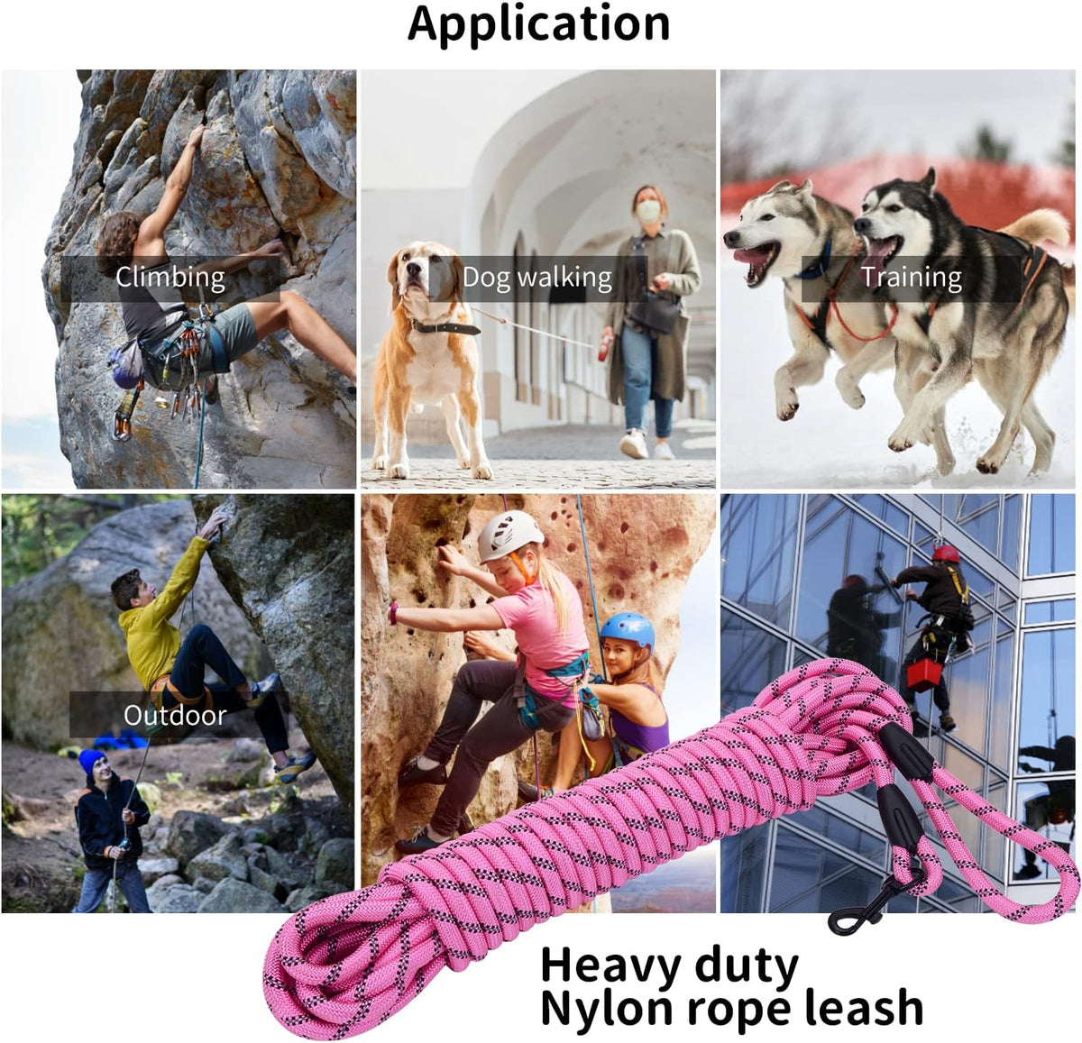 Hi Kiss Dog/Puppy Obedience Recall Training Agility Lead - 30 Feet / U1:Pink-Diam 1/3" - image 2