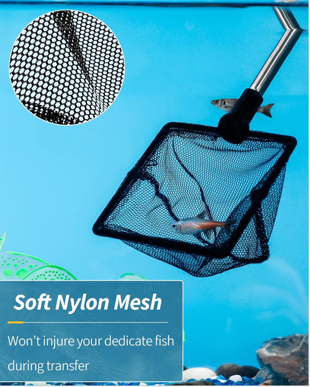 Pawfly Aquarium Fish Net with Extendable 9-24 Inch Long Handle - 3 Inch - image 2