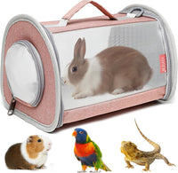 Guinea Pig Carrier Travel Small Animal Carrier Bag Lizard Bird Rabbit - 11.8"L x 9.4"W x 9.0"H / pink