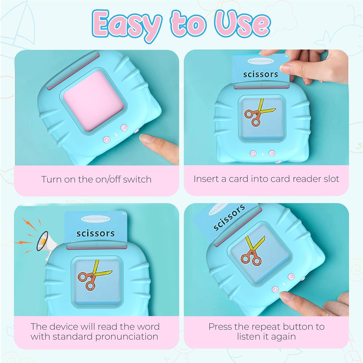 QuTZ Phonics Learning Toy for Preschool Kids - Blue / Baisc 224 Words - image 3