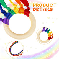 Deekin rainbow ribbon rings, wooden Waldorf hand kites with bright streamers - view 11