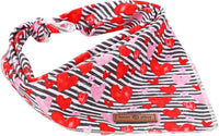 Lionet Paws Spring Daisy Dog Bandana Washable Cotton Handkerchief - Stripe Hearts / Large (Pack of 1) - image 4