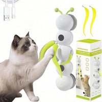 Interactive Cat Feather Toy, Automatic Fluffy Cat Teaser, Whack-a-Mole Cat Toy, USB Rechargeable, Wall-Mounted, with Suction Cup, Perfect for Indoor Cats